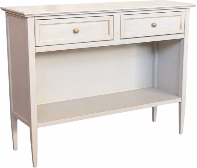 Madia credenza shabby chic in legno con 2 cassetti e 1 vano a giorno Mobili 2G grigio anticato L: 110 cm, P: 35 cm, H: 83 cm