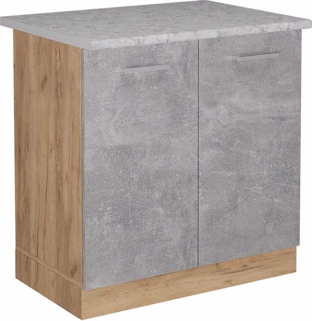 Mobile lavello cucina R-Line Calcestruzzo/Rovere dorato 80 cm PL Marmo Vicco