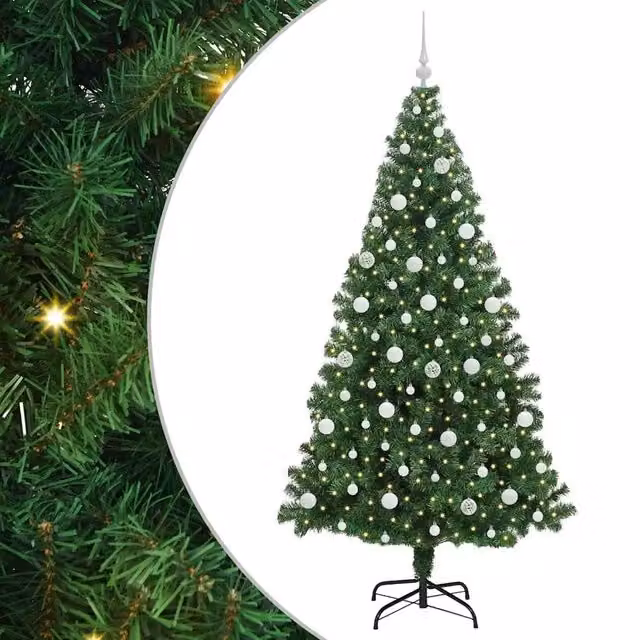 Albero di Natale artificiale verde vidaXL con 300 LED luce bianca calda, Altezza: 210 cm – 1