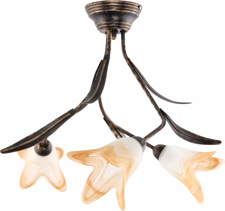 Lampada da soffitto nera oro antico bianco-arancione paralume MARKOS NEGRO 10-552
