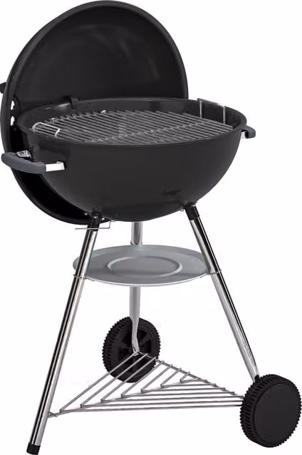 Barbecue a carbone portatile Outsunny modello kettle con coperchio, termometro e ruote, nero – 1