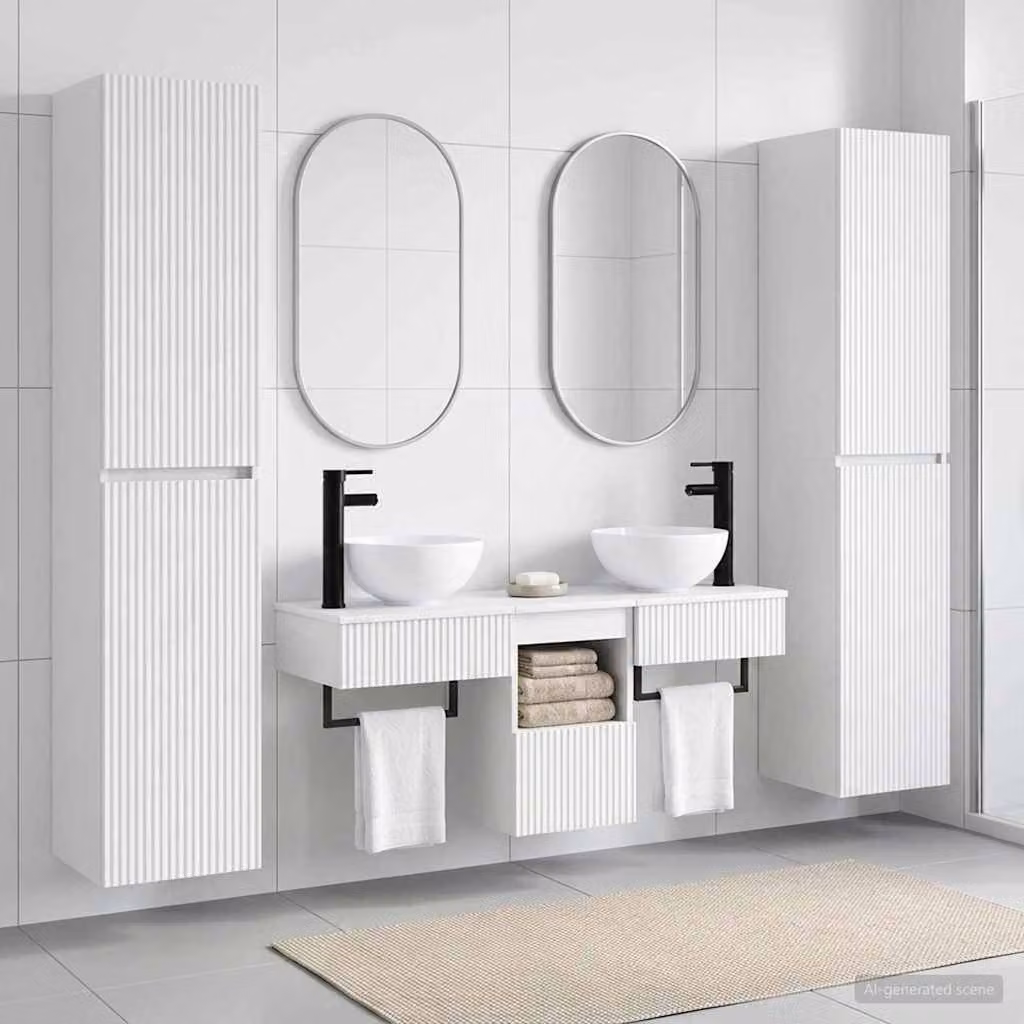 Set di mobili per il bagno moderno vidaXL in 5 pezzi Bianco L/P/H: 33 x 34,5 x 160 cm