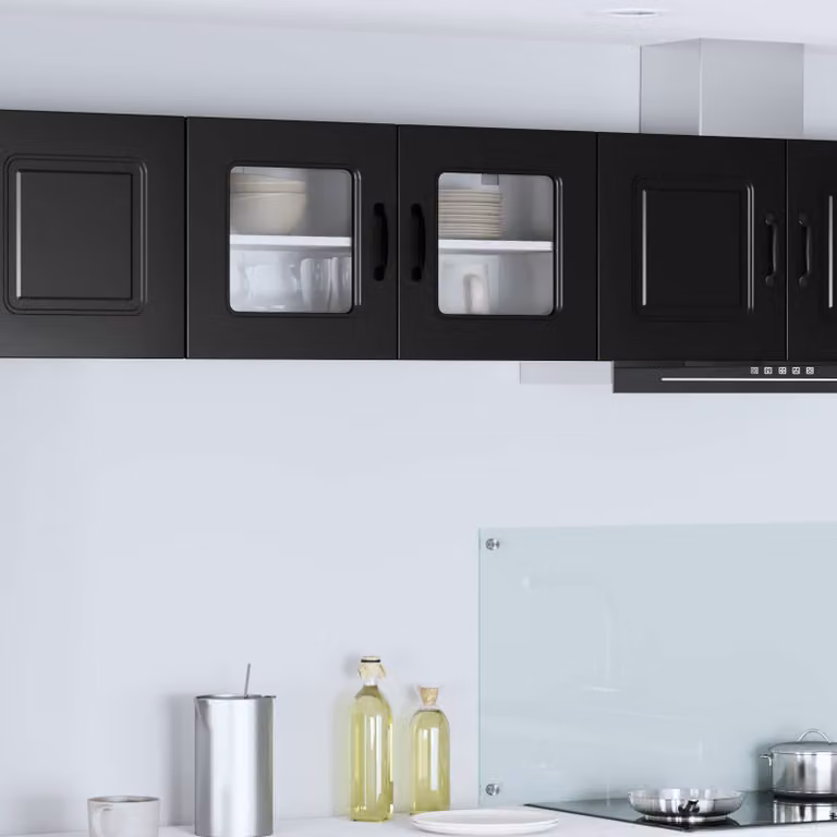 vidaXL Mobiletto da cucina Kalmar con ante in vetro nero L 80 x P 31 x H 40 cm