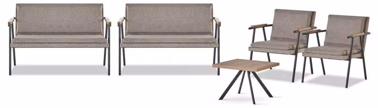 Bürogarnitur Designer Graue 2-Sitzer Moderne 2x Textil Sessel 4tlg Set