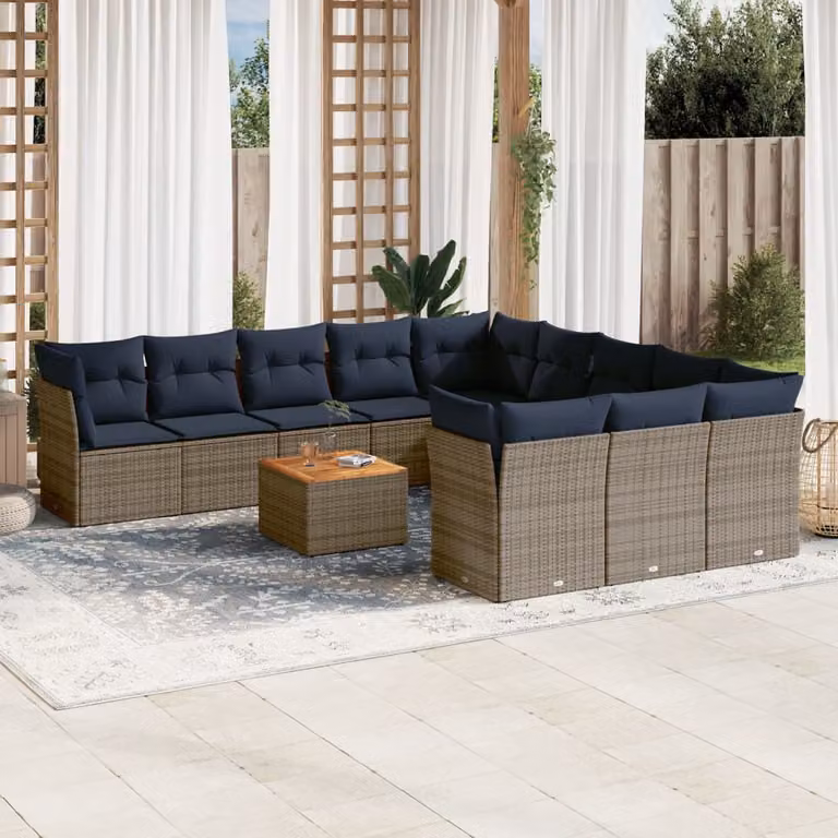 Maison Exclusive - Set Divani da Giardino 12 pz con Cuscini Grigio in Polyrattan