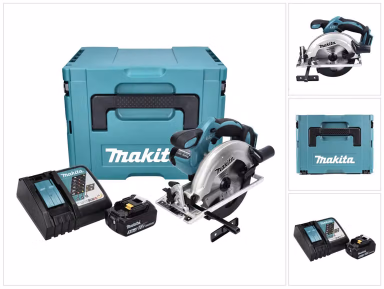 Makita DSS 611 RT1J 18V Sega circolare a batteria 165mm in valigetta Makpac + 1x Batteria BL1850 5,0 Ah + Caricatore rapido DC 18 RC