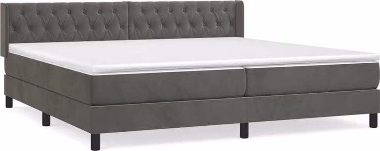 Giroletto a Molle con Materasso Grigio Scuro 200x200 cm Velluto