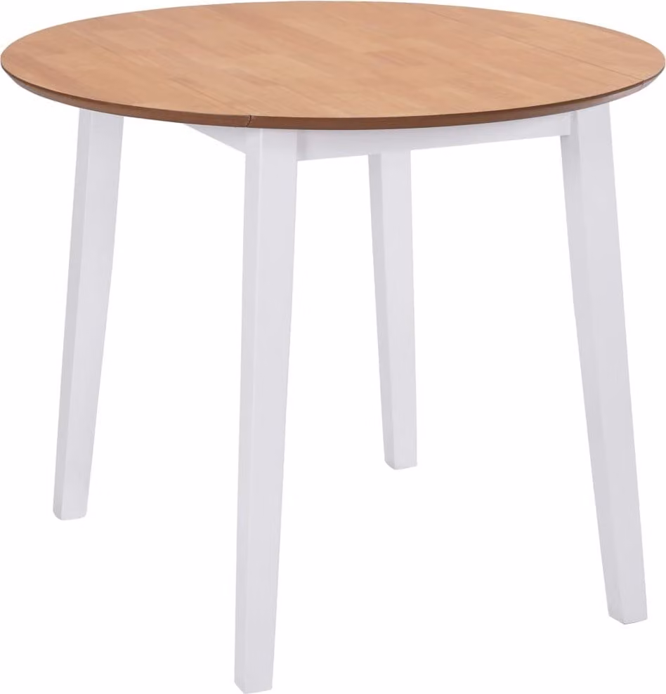 The Living Store Tavolo da pranzo pieghevole rotondo in MDF bianco