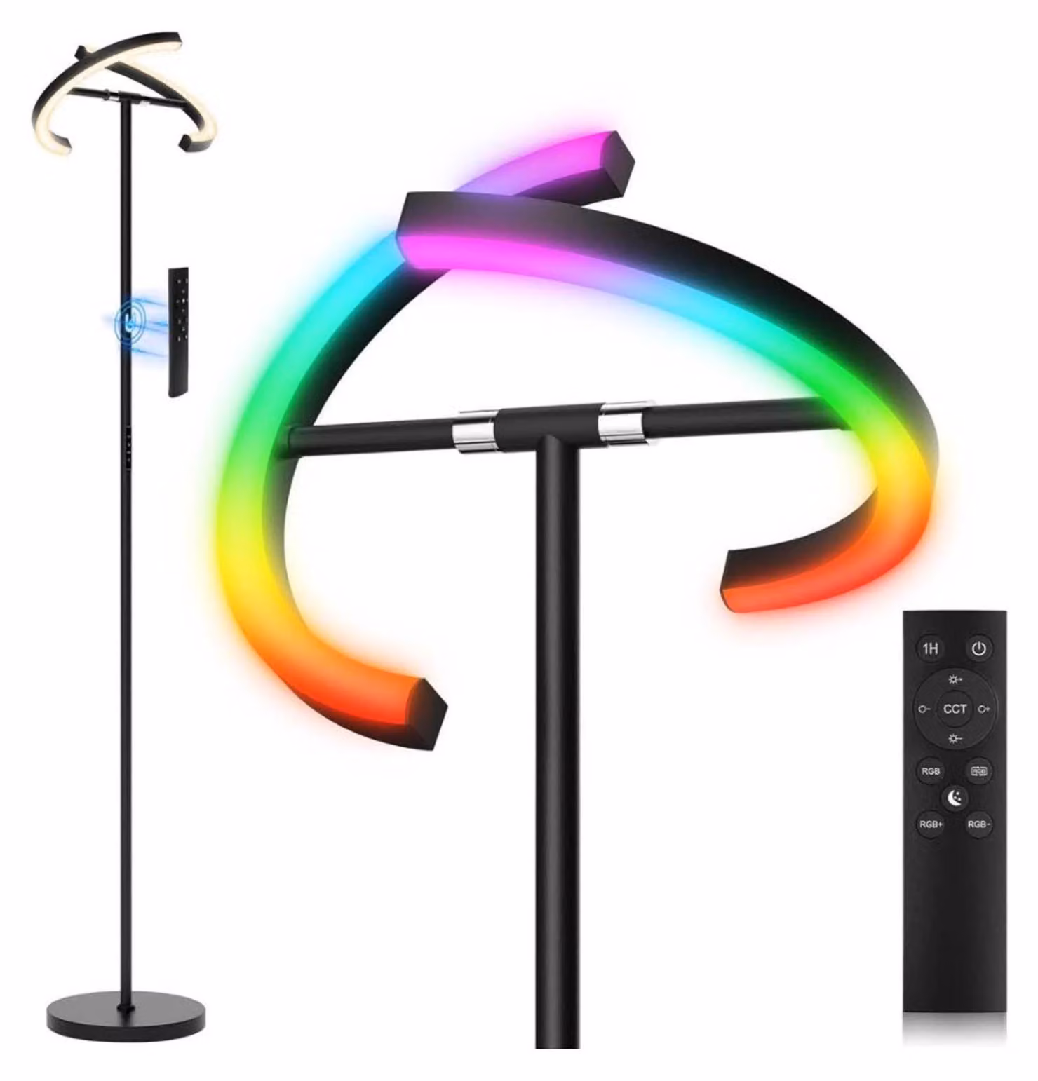 Lampada da terra SIBRILLE RGB, 20 W LED, dimmerabile, moderna, con illuminazione dal basso verso l'alto, 1300 lm, 3000 K-6000 K, con telecomando, per soggiorno, camera da letto e ufficio