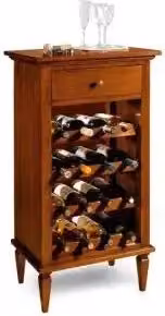 Mobiletto con porta bottiglie KIVIO in legno noce scuro stile rustico – 1