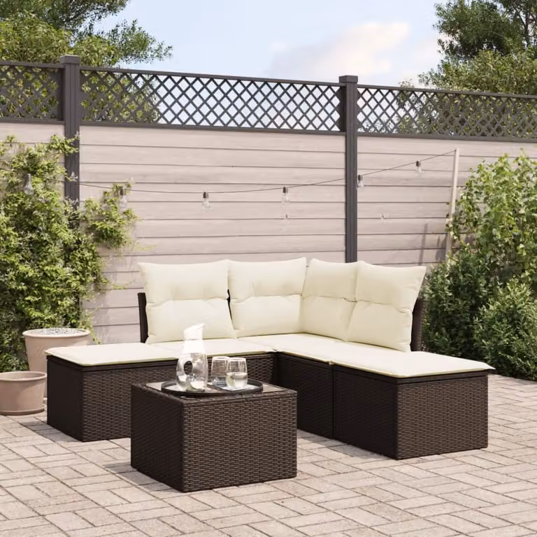 Maison Exclusive - Set Divano da Giardino 6 pz con Cuscini Marrone in Polyrattan