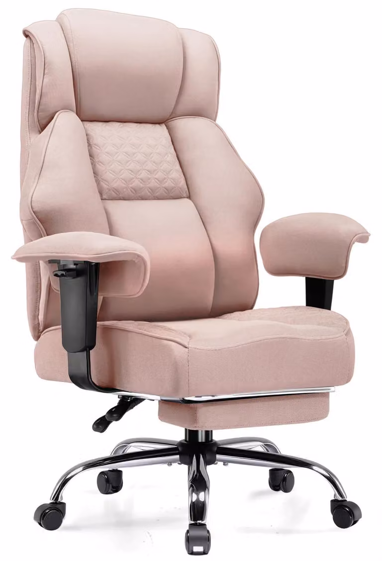 GT216 - Sedia da ufficio - Ergonomica - Regolabile in altezza - Girevole a 360° - Braccioli - Rotelle - Rivestimento in tessuto - Rosa scuro