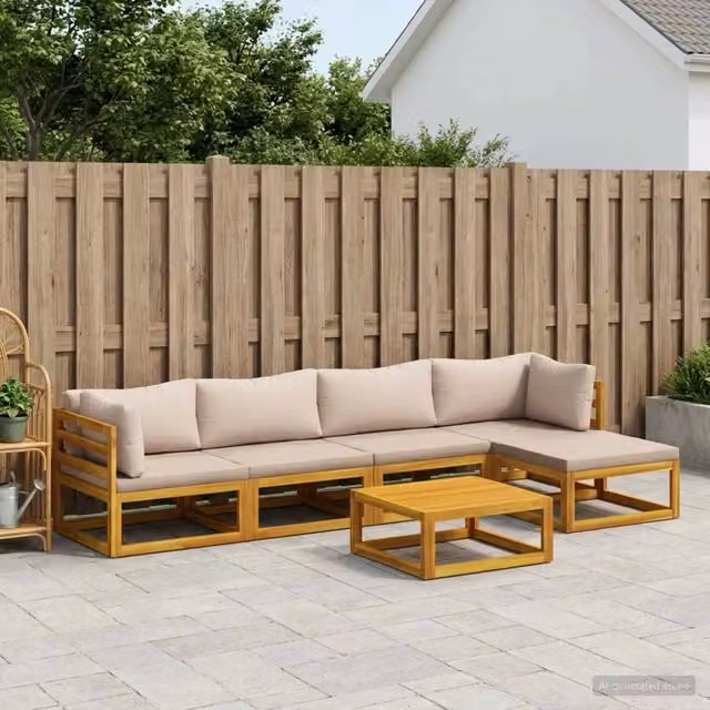 Set di divani 6 pz Naturale Legno di Acacia Massello 3417238