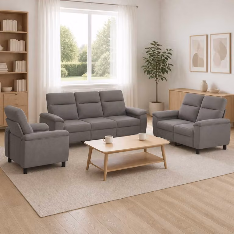 Set di 3 divani moderni vidaXL in tessuto color tortora con struttura in metallo per il tuo soggiorno