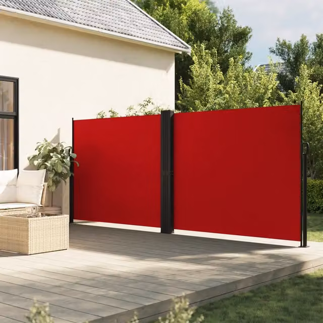 Tenda da sole laterale retrattile rossa in poliestere e acciaio L: 600 cm, H: 180 cm