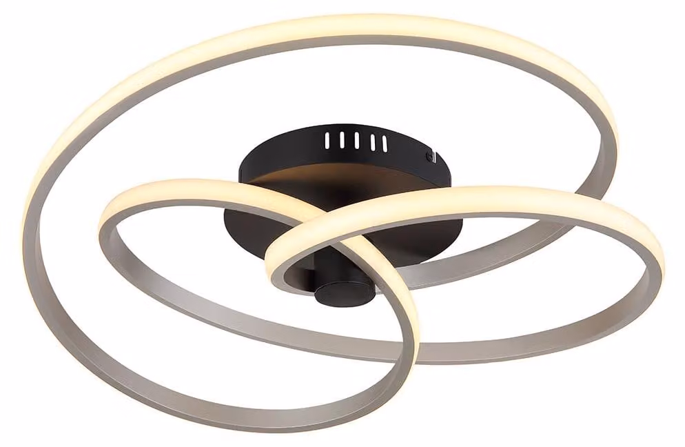 Plafoniera LED, alluminio, nichel opaco, curva, P 50 cm
