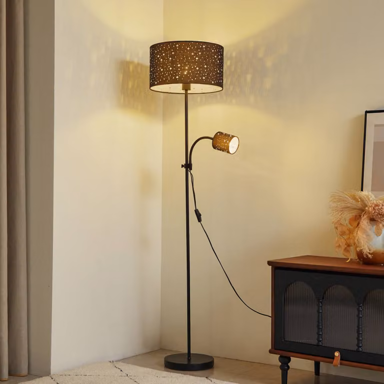 Lampada da terra Melanie Lindby, Alluminio / Grigio / Zincato, Soggiorno / Sala da pranzo, Metallo, Moderno, Lampada da terra