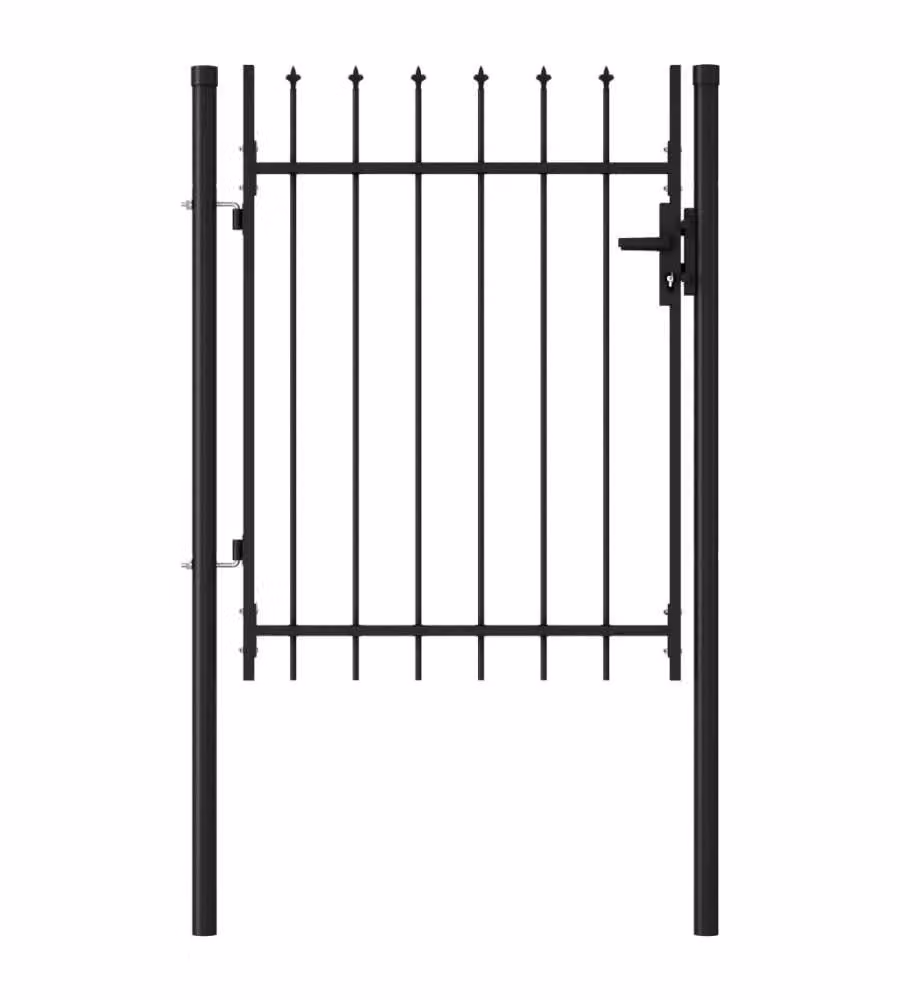 vidaXL Cancello per recinzione BOXTEL a singola anta con punte in acciaio, Nero e Grigio, L: 100 cm, H: 120 cm – 2