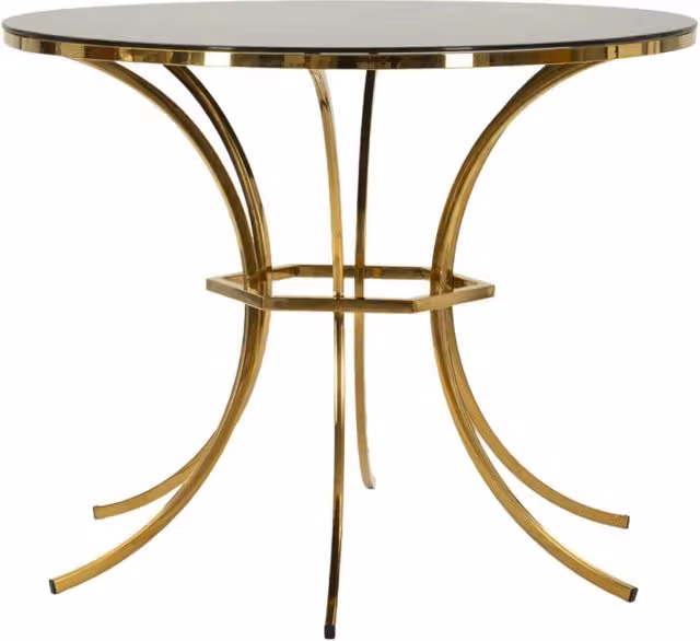 Tavolo da Pranzo Shanty Ø100x80 cm in Ferro e Vetro Oro e Nero