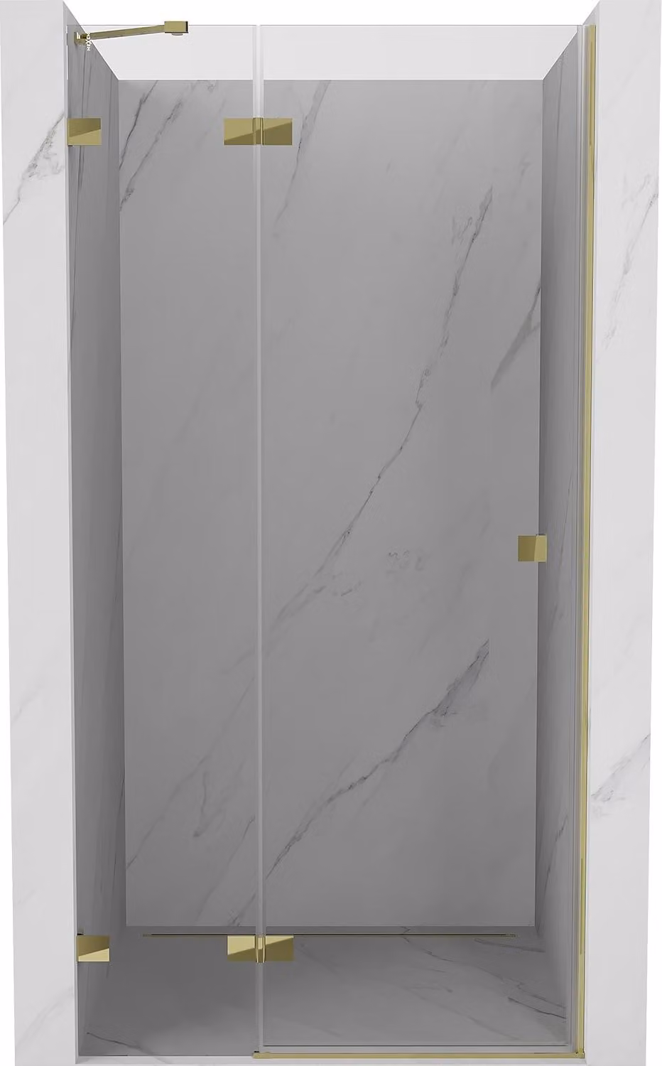 Mexen Lunar porta doccia a battente sinistra 120 cm, trasparente, dorato - 834-120-000-50-00-L