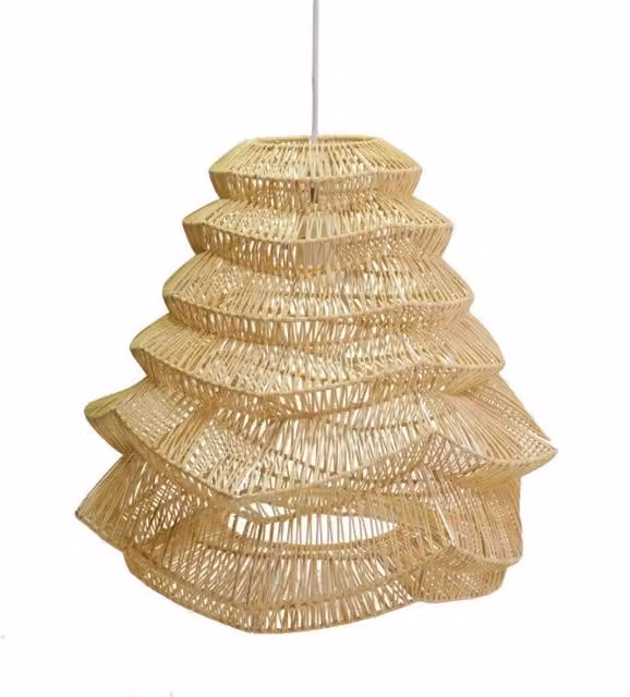 Lampadario a sospensione VACCHETTI in rattan naturale color beige, Diametro: 55,5 cm, Altezza: 48 cm