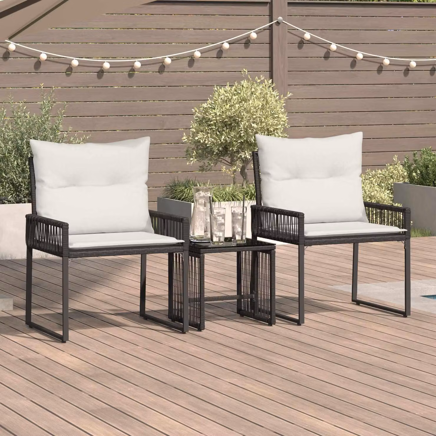 Maison Exclusive - Set di mobili da giardino, 7 pezzi, in rattan sintetico nero e crema