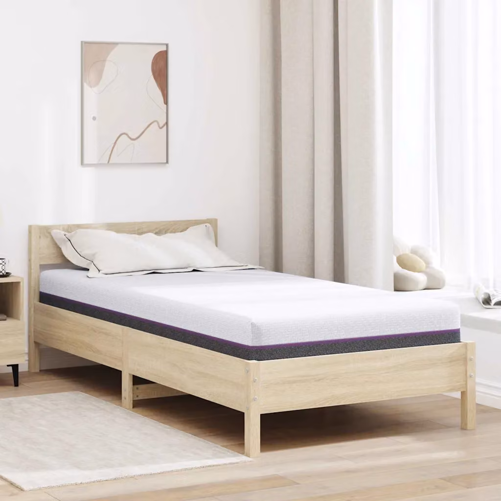 vidaXL Materasso in schiuma viscoelastica con rivestimento rimovibile, Grigio e Bianco, L 200 x P 100 cm