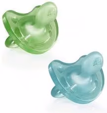 Gommotto Chicco Dual Soft in silicone per bimbi 16-36 mesi, confezione da 2 pezzi, Verde e Azzurro