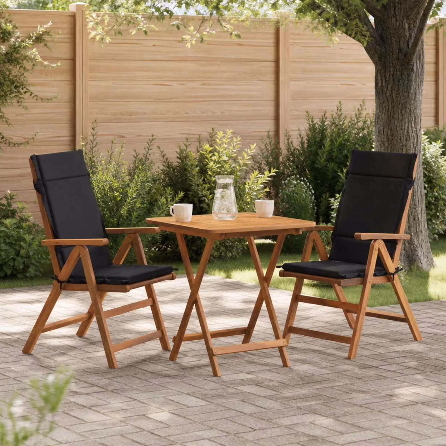 Set di 2 cuscini per sedia alta vidaXL GEMERT in poliestere nero con rivestimento rimovibile e lavabile