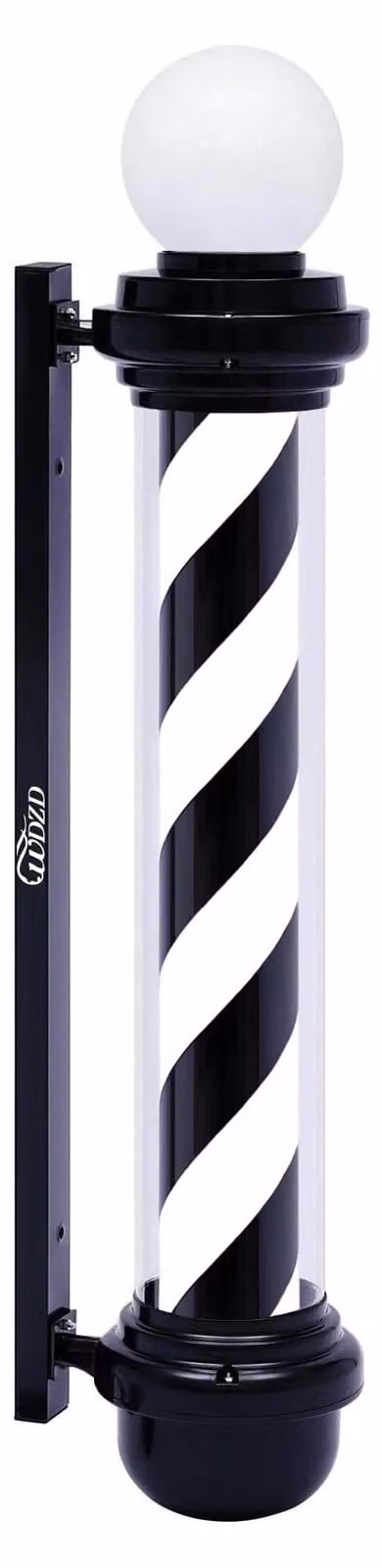Palo per parrucchiere, 100 cm, bianco e nero, con illuminazione al neon, da montare a parete
