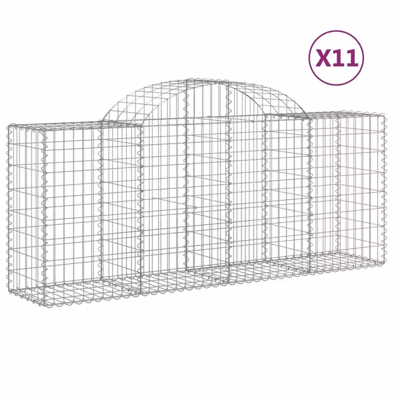 Cesti Gabbioni ad Arco 11 pz 200x50x80/100 cm Ferro Zincato