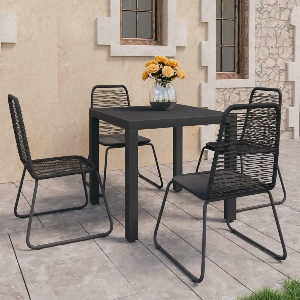 Maison Exclusive - Set da pranzo da giardino 5 pezzi in rattan PVC nero