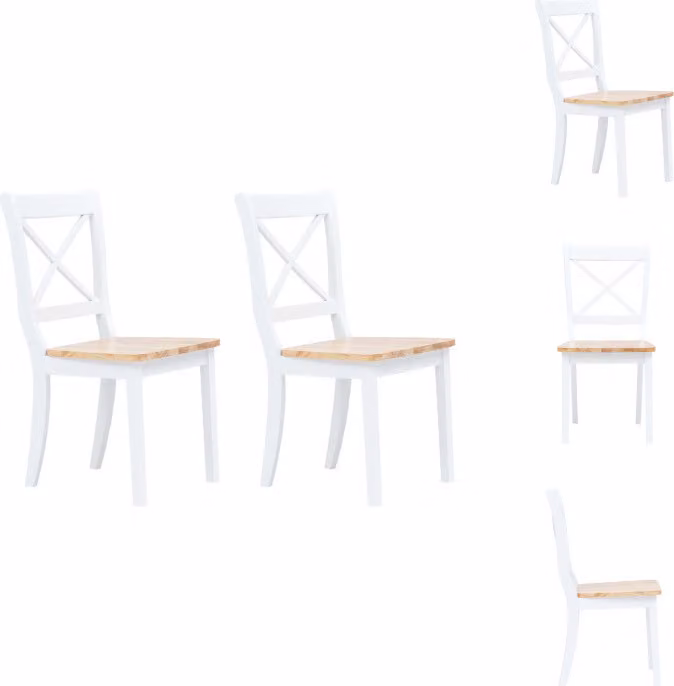 vidaXL Sedie da pranzo 2 pezzi Bianco Legno chiaro Legno massiccio Albero di gomma - Sedie da pranzo