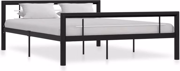 The Living Store Struttura letto in metallo bianco e nero 120x200 cm