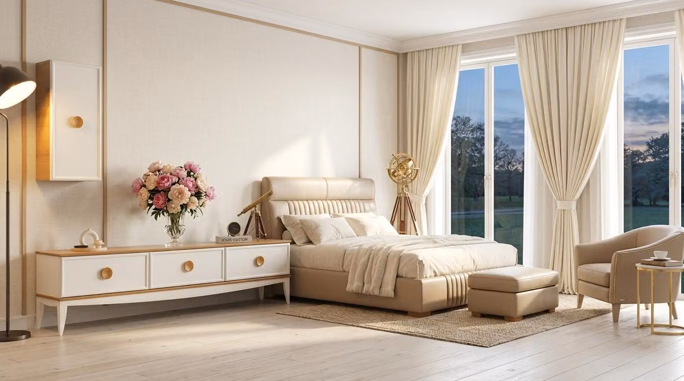 Mobile TV a parete, soggiorno, stile moderno, beige, comodo, pratico