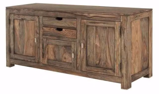 MASSIVMOEBEL24 | credenza in legno di Sheesham / palissandro 160x42x75 grigio scuro oliato NATURE GREY #89