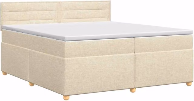 Letto box spring con materasso ibrido vidaXL in tessuto beige e bianco L/P/H: 200 x 200 x 88 cm