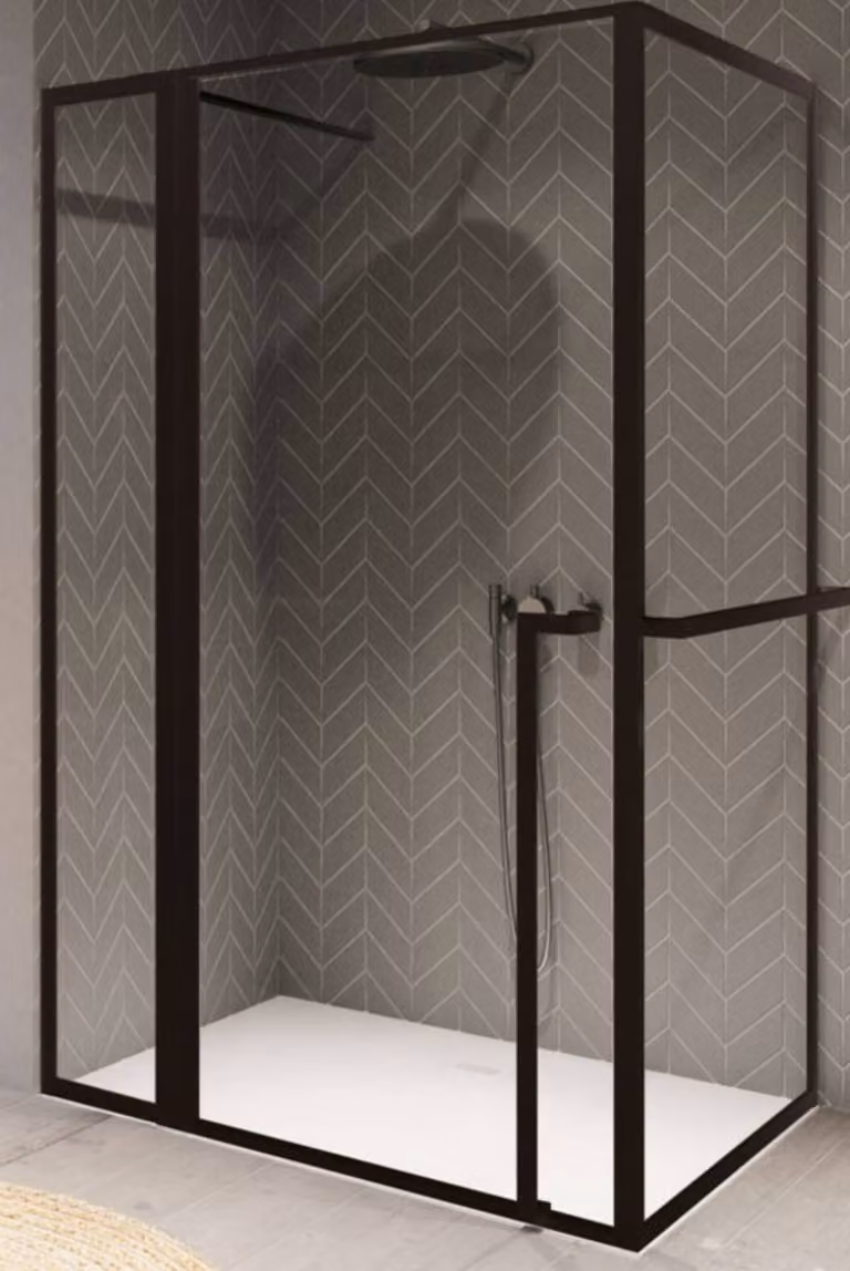 Porta doccia con parete laterale Riho Lucid GD203 XL 110x90x200 cm colore telaio nero GD211B090