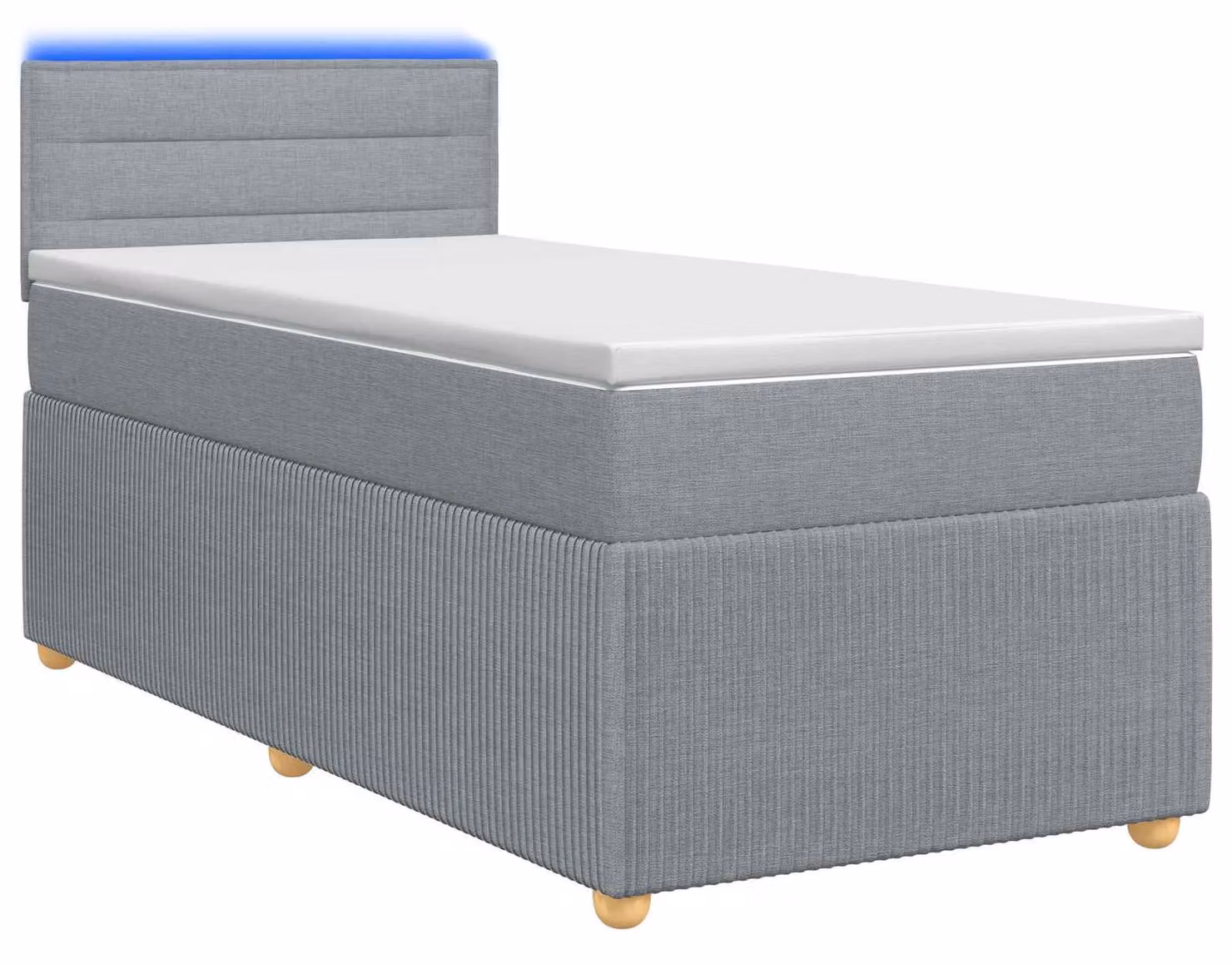 Letto con rete a molle e materasso, colore grigio chiaro, 90 x 190 cm, rivestito in tessuto