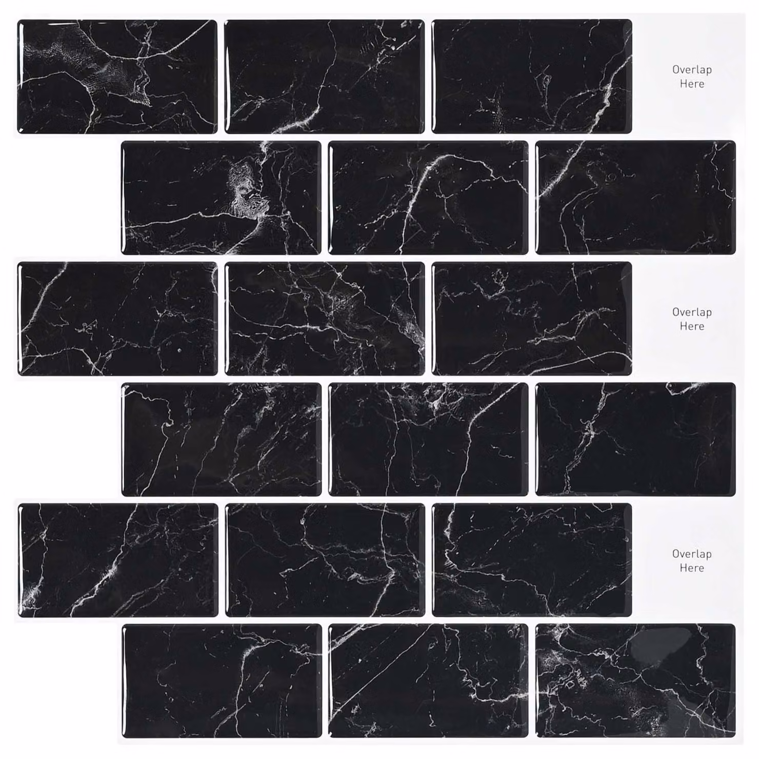 Piastrella subway 20 pcs Marmo Nero 30 x 30 cm