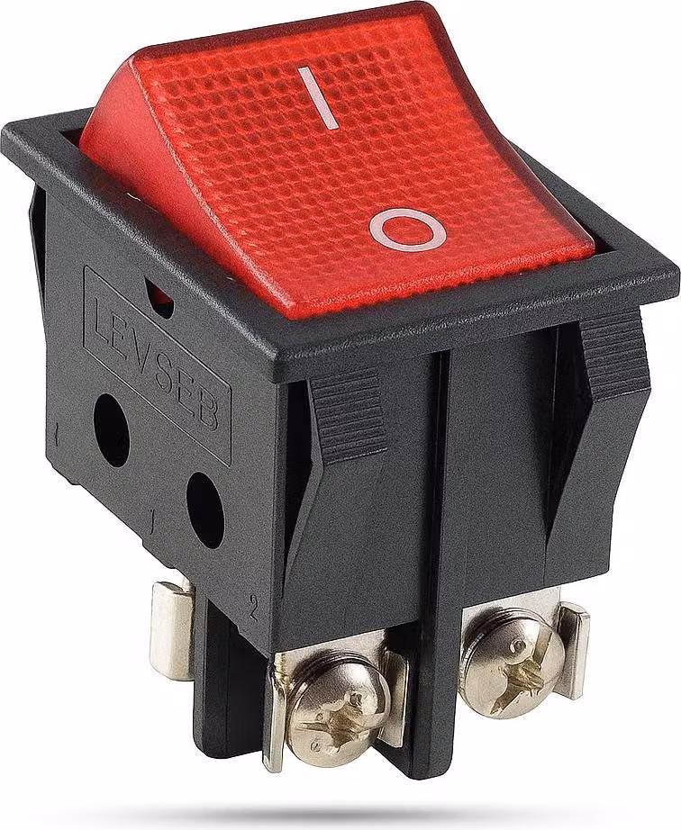 Interruttore a bilanciere rosso con collegamento a vite, 2 pin (4 pin) 16A 250~ LED illuminato