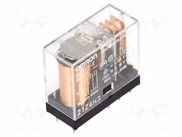 1 relè: bobina elettromagnetica, 48 VDC, 16 A / 250 VAC, modello G2R-1-E, 48 VDC, elettromagnete