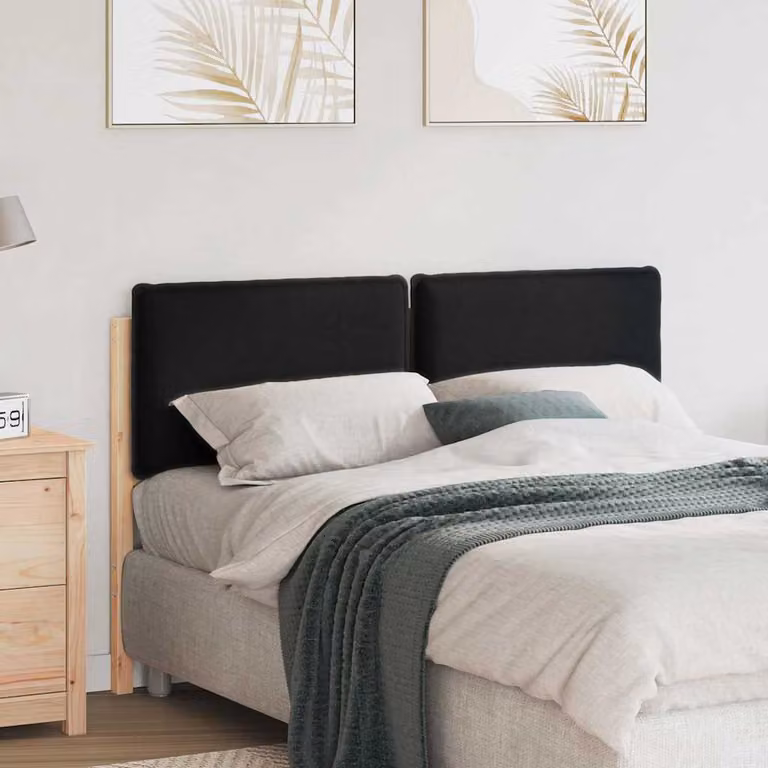 Testiera imbottita vidaXL in pino massello, colore naturale e nero, larghezza: 120 cm