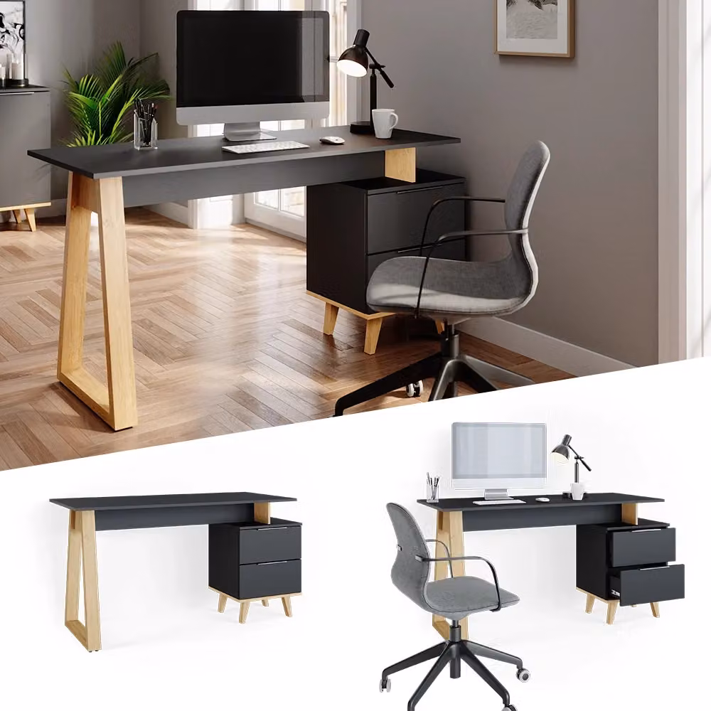 Scrivania da ufficio moderna Vicco colore antracite L: 138 cm, P: 60 cm, H: 77 cm – 2