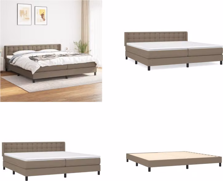 vidaXL Letto boxspring con materasso Taupe 200x200 cm in tessuto - Letto boxspring - Boxspringbetten - Bett - Schlafzimmermöbel