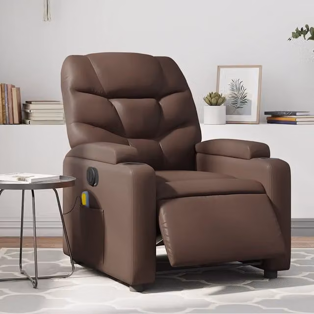 Poltrona Massaggiante Elettrica Relax vidaXL in Similpelle Marrone con Braccioli
