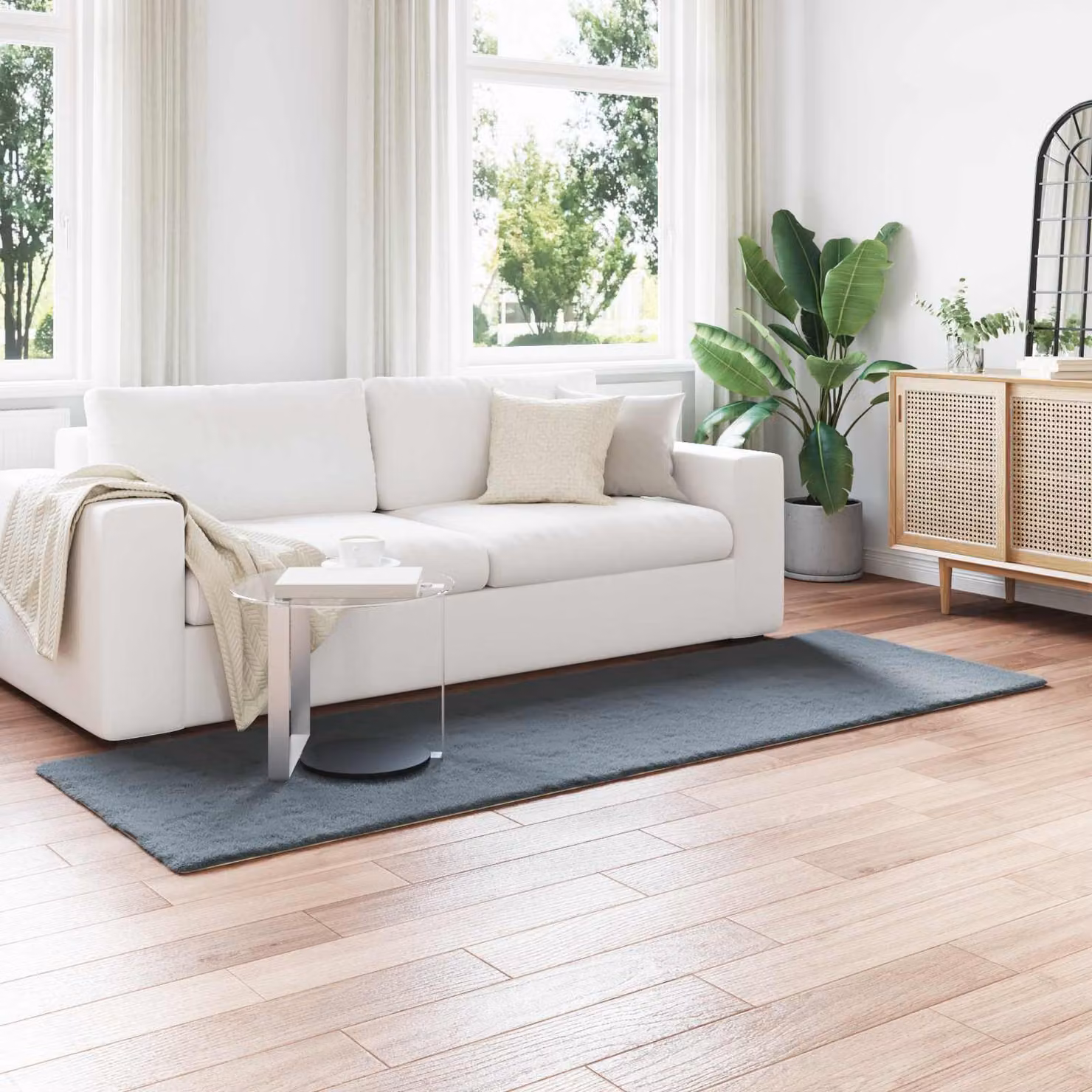 vidaXL Tappeto in ecopelliccia sintetica antiscivolo e lavabile, colore Antracite