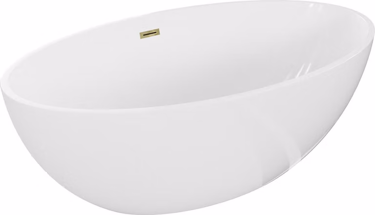 Mexen Nike vasca da bagno freestanding 175 x 100 cm, bianca, troppopieno dorato - 54071751000-50