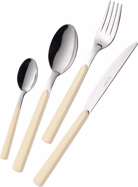 Set di 24 posate in acciaio inossidabile lucido Eme colore beige e argento per adulti