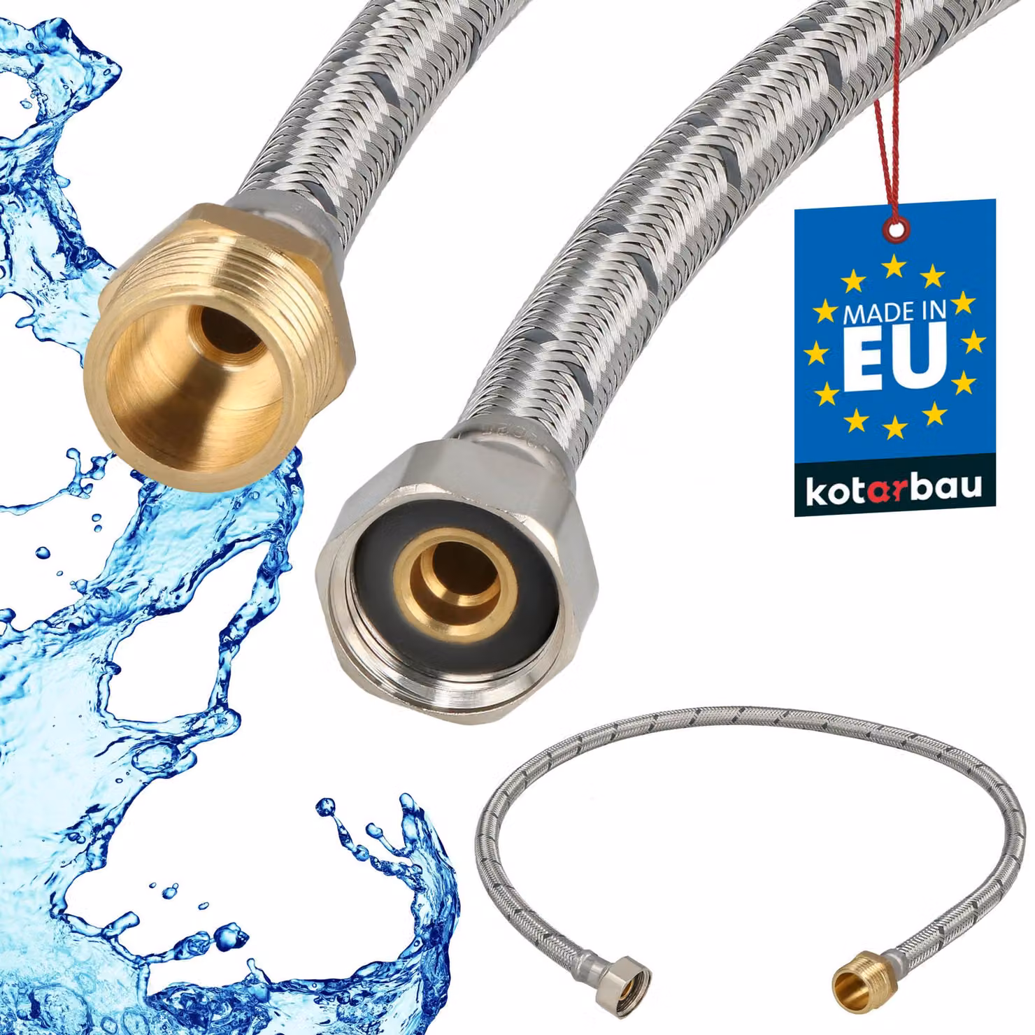 KOTARBAU® Tubo Flessibile per Rubinetto 1/2" x 1/2" Rinforzato 80cm Tubo Flessibile Rubinetto Cucina Maschio x Femmina Acciaio Inox